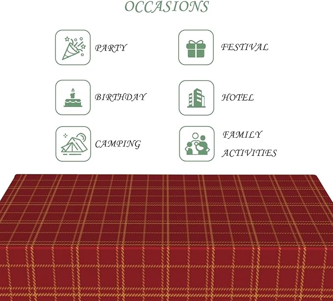 54x70 Inch Christmas Plaid Rectangle Tablecloth Vintage Tartan Dark Red Table Cloth Washable Durable Table Cover for Kitchen Dining Banquet Ugly Christmas Sweater Party Decor