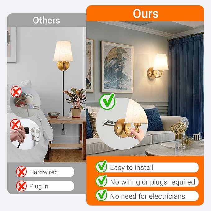 Battery Operated Wall Sconces Set of Two, Indoor Wireless Wall Mounted Lamp with 10000mAh Dimmable Bulb and Remote, RGB Colors Rechargeable Wall Light for Bedroom Living Room Decor