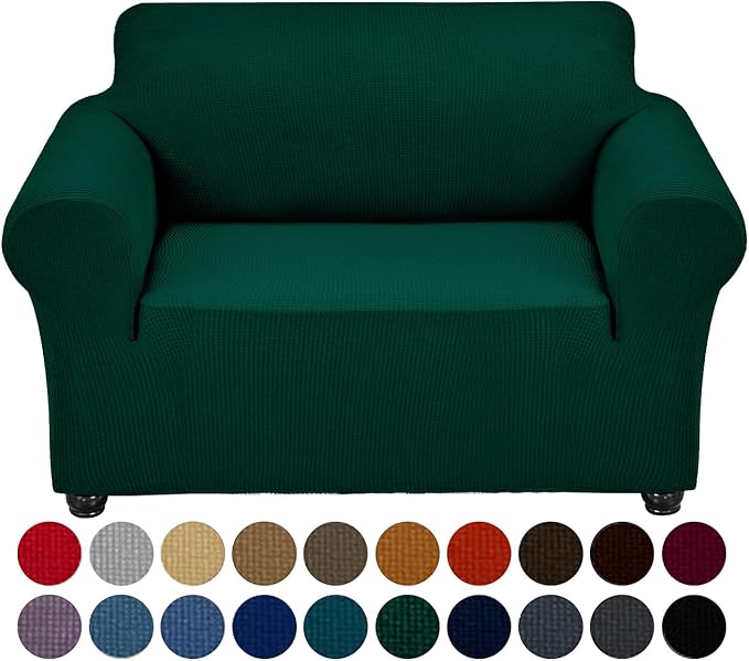 Joccun Stretch Chair Couch Cover,1-Piece Sofa Slipcover Spandex Jacquard Fabric Sofa Covers with Elastic Bottom,Washable Furniture Protector for Dogs,Cats,Kids(Armchair,Hunter)