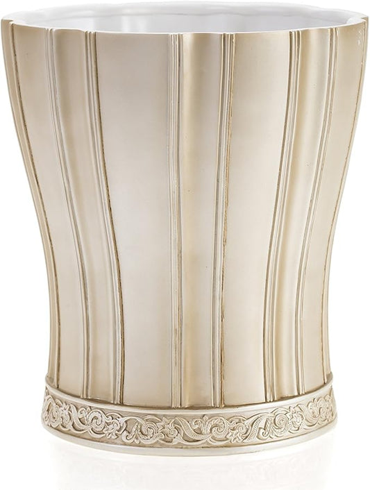 Creative Scents Victoria Bathroom Trash Can 1.32 Gal / 5L - Decorative Bathroom Wastebasket - Durable Beige Waste Bin - Waste Basket for Bathroom, Bedroom, Powder Room or Living Room Decor
