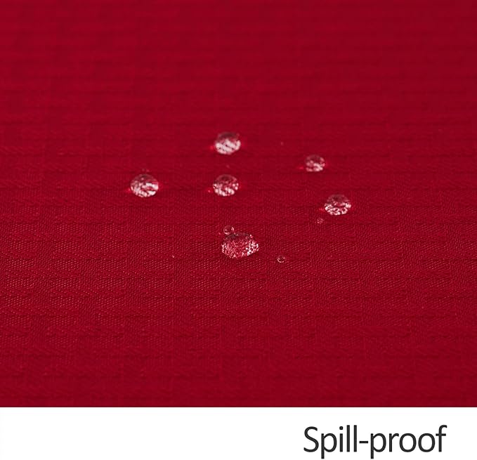 maxmill Round Tablecloth Weaved Texture Design Spill-Proof Wrinkle Free Soft Christmas Table Cloth for Circular Table Cover, for Dining Room Banquet Parties Holiday Dinner, 70 Inch Red