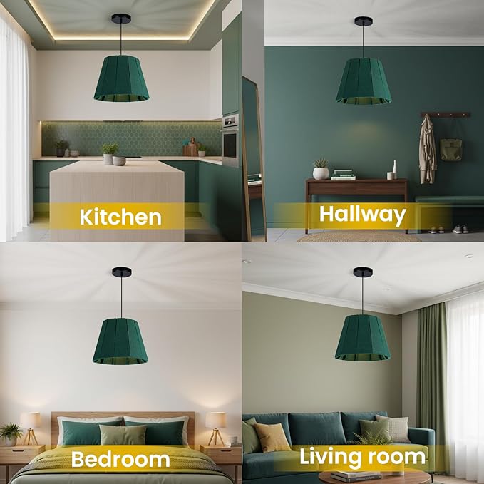 Pendant Light with Felt Lampshade, Modern Hanging Lamp Fixture, DIY Acoustic Pendant Light Chandeliers for Kitchen Island, Living Room, Dining Room, Bedroom, Office (D15.7"x11")