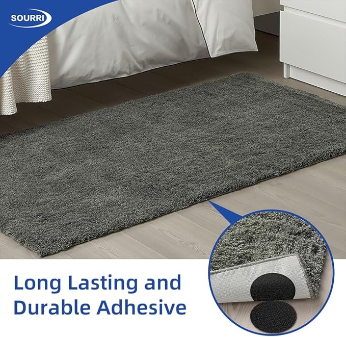 SOURRI 4'' x 20Ft Large Hook and Loop Sheet Tape Fastener, Self Adhesive Heavy Duty Strips, Keep Couch Cushions from Sliding, Rug Gripper Tape & Pads