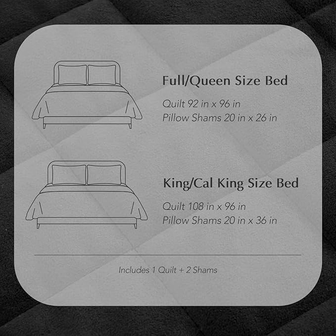 EVERGRACE Pearl Velvet Quilt King Size Bedding Sets, Luxurious Soft Velvet Comforter Set, Lightweight Box Stitching Oversized Bedspread Coverlet for All Season, with 2 Shams, Black