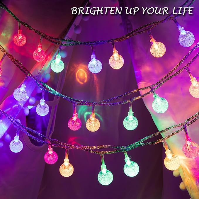 Ogrmar 49 ft 100 LED Globe Ball String Lights 8 Modes Crystal Bubble Ball String Lights with Remote, Timer Function & Connectable for Indoor Outdoor Wedding Christmas Garden Decor (100, Multicolor)