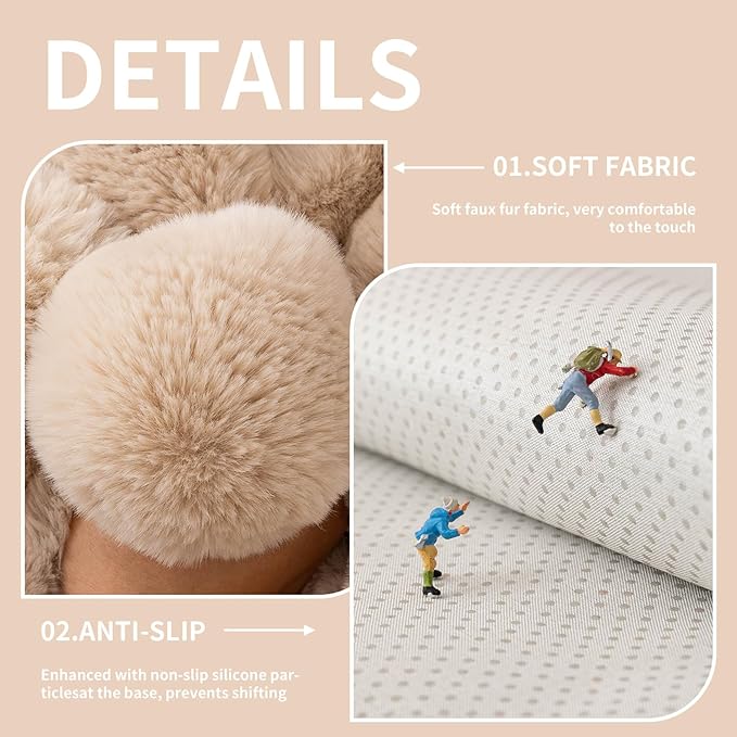 Faux Fur Couch Cover, Soft Warm Plush Sofa Couch Cover, Non Slip Sectional Sofa Slipcovers, Washable Furniture Protector for Kids, Dogs, L Shaped Armrest Backrest Cover(Khaki, 36"x 36")