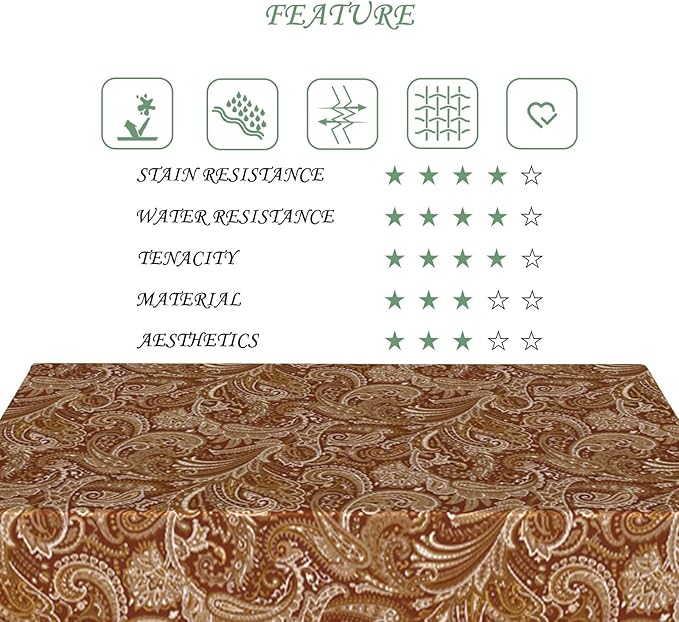 52x70 Inch Paisley Floral Rectangular Tablecloth Indian Ethnic Vintage Print Table Cloth Bohemian Washable Durable Table Cover for Dining Banquet Garden Patio Decor