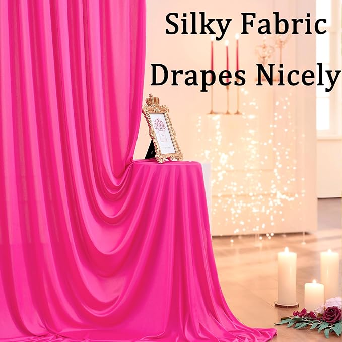 40ftx10ft Wrinkle Free Fuchsia Backdrop Curtains for Parties, Thick Polyester Hot Pink Photo Backdrop Drapes 8 Panels 5x10ft for Weddings Birthday Photography Background Curtains