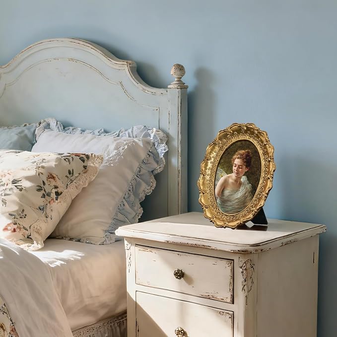 FOLKOR Vintage Framed Art Prints with Ornate Gold Picture Frame, Classic Women Portrait Butterfly Painting, Elegant Wall Decor for Living Room Girly Teen Bedroom Gallery Wall, 4x6