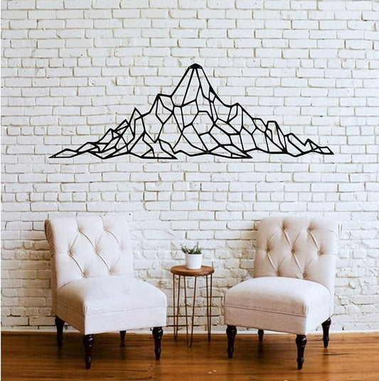 Mountain Wall Art - Geometric Mountain Range - 3D Wall Silhouette Metal Wall Decor Office Decoration Bedroom Living Room Decor Sculpture (Black, 30" W x 10" H /76x25cm)