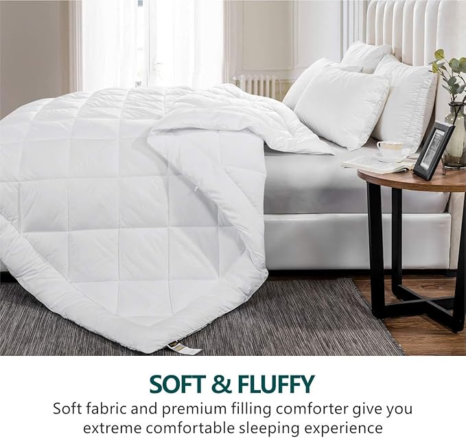 Cozynight Soft Oversized King Size Comforter Duvet Insert-Lightweight Down Alternative Comforter with Corner Tabs-Fluffy Breathable Diamond Stitched (White,110"x98")