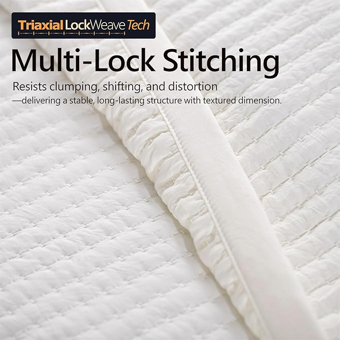 XL King Quilt Set – 108"x98" Soft Washed 3-Layer Lightweight Bedspread with Multi-Lock Quilting, Minimalist Nordic Bedding, All-Season Quilt for Spring & Summer (1 Quilt + 2 Pillow Shams),Cream White