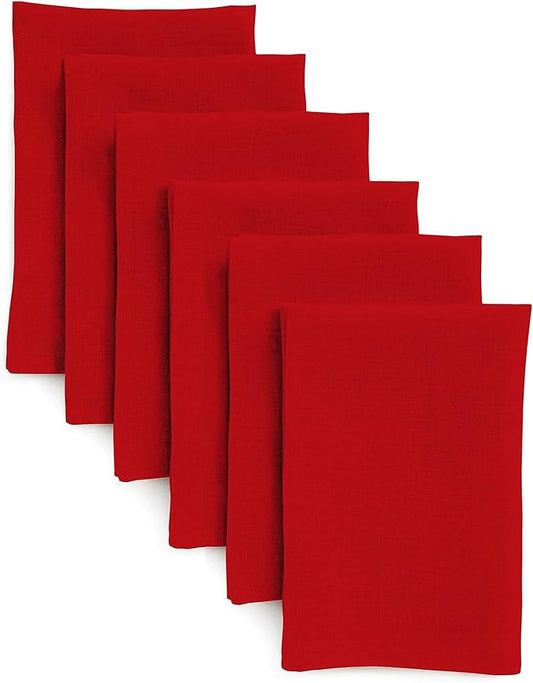 Solino Home Red Linen Napkins Set of 6-100% Pure Linen Cloth Washable Dinner Napkins 20 x 20 Inch for Christmas, Holiday, Winter, New Year - Fete