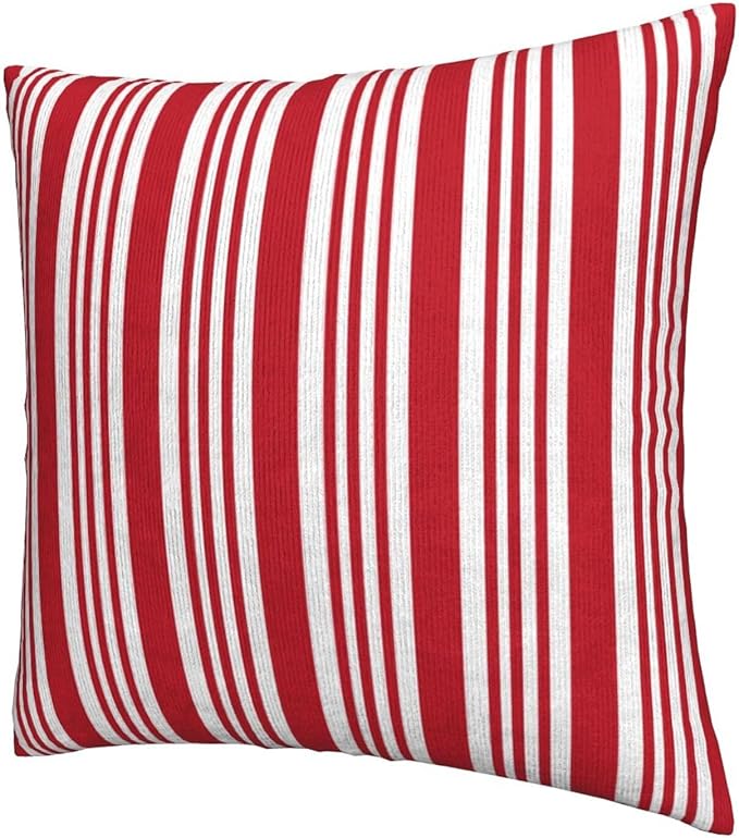 Red and White Striped Pillow Covers 18x18 Inch Set of 2 Red Stripes Throw Pillow Cover Lines Texture Square Pillowcase Cushion Cases for Home Couch Bed Sofa