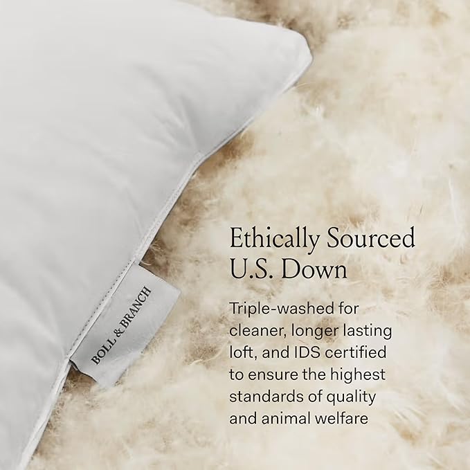 BOLL & BRANCH Down Chamber Pillow - Firm, King - Naturally Cooling Shell - Premium Comfort, Superior Support - Cruelty-Free IDS Certified Down