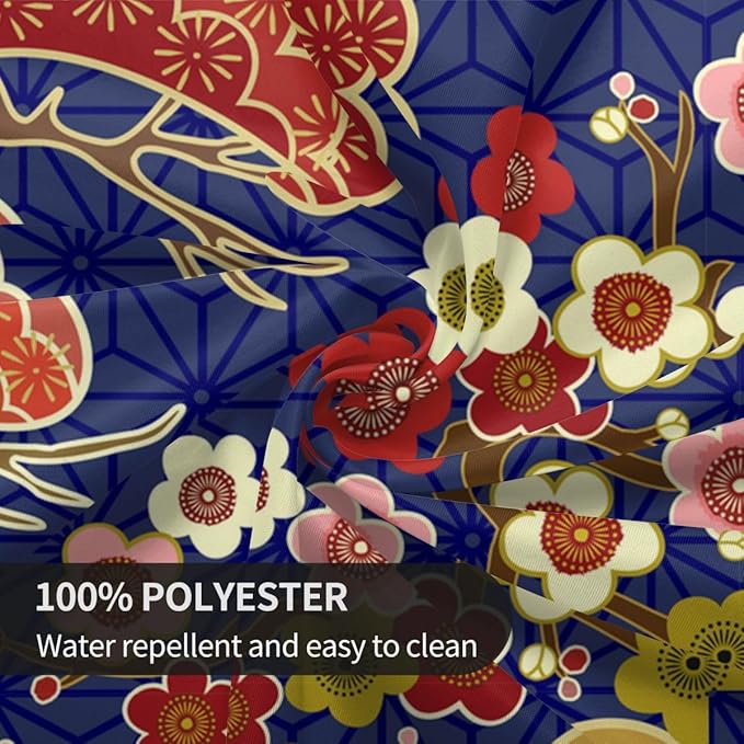 Cherry Blossom Tablecloth, Pink Floral Traditioanal Oriental Koi Vintage Asian Style Water Resisitant Wipeable Table Cover for Dining Kitchen Living Room Home Party Holiday Decor 70 inch Round