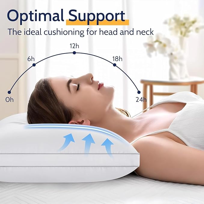 Standard Size Pillows Set of 4, Bed Pillows for Sleeping 4 Pack, Luxury Hotel Quality, Supportive Standard Pillows with Soft Down Alternative for Back Stomach Side Sleepers, Machine Washable