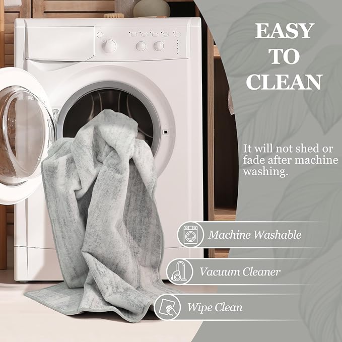 MUJOO 5x7 Washable Area Rug,Modern Abstract Rugs for Living Room Bedroom Dining Room,Large Non Slip Carpet Indoor,Low Pile Throw Rug Accent Neutral Grey