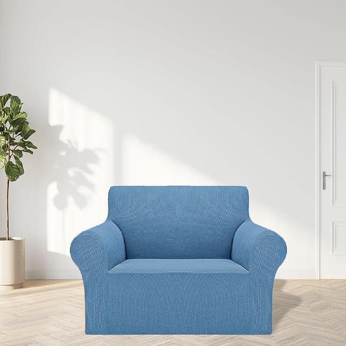 Cupuamon 2025 New Stretch Chair Sofa Slipcovers Couch Cover for 1 Seater Furniture Protector Sofa Covers with Elastic Bottom Jacquard Fabric Small Checks for Pets, Kids - Riverside