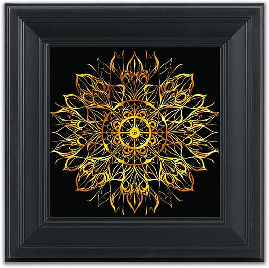 Brivoria Mandala Wall Art Home Decor, Golden Geometric Artwork with Layered Frame Structure, Modern Spiritual Accent for Bedroom Yoga Room Reading Nook or Study, Wall and Tabletop Display, 12x12