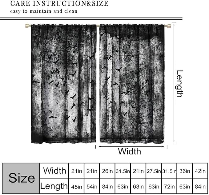 Gothic Halloween Forest Blackout Window Curtains, Forest Spider Webs Halloween Style Scary Print Window Treatments, for Bedroom Living Room 36(W)*63(L) 2 Panels