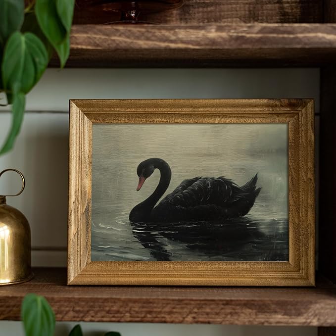 uniro Black Swan Retro Wall Art Gothic Home Decor Dark Academia Wall Art Prints Victorian Goth Print Dark Cottagecore Wall Art Moody Vintage Oil Painting Aesthetic