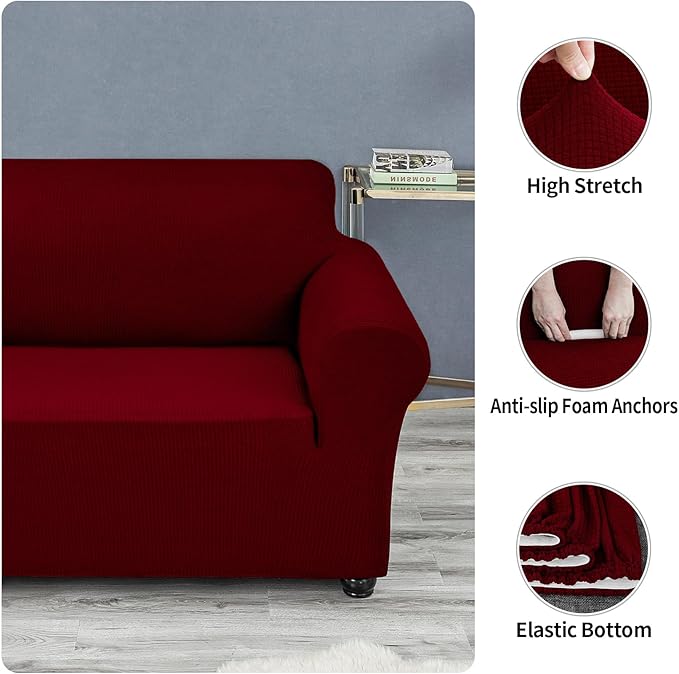 Joccun Stretch Chair Couch Cover,1-Piece Sofa Slipcover Spandex Jacquard Fabric Sofa Covers with Elastic Bottom,Washable Furniture Protector for Dogs,Cats,Kids(Armchair,Red Dahlia)