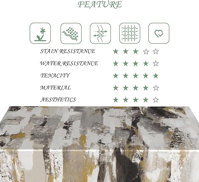 54x78 Inch Oil Painting Rectangular Tablecloth Grunge Modern Art Table Cloth Waterproof Durable Table Cover for Kitchen Dining Home Party Studio Decor