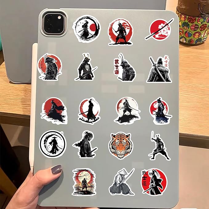 Yoksas Japanese Bushido Stickers - 50Pcs Waterproof Samurais Spirit Stickers for Laptop,Car Bumper,Helmet,Water Bottle,Hard Hats