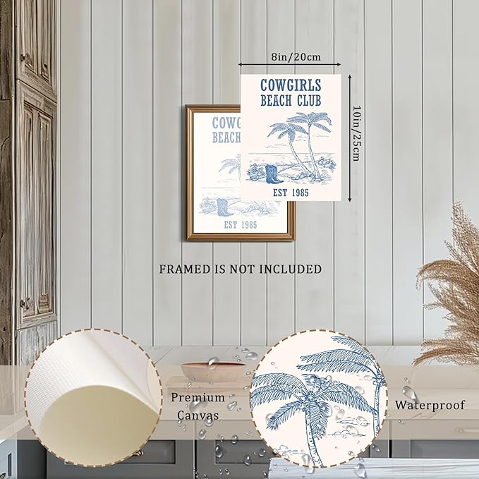 XOCUUI Coastal Granddaughter Wall Art Prints, Beachy Preppy Aesthetic Room Decor Pictures, Blue Coastal Wall Art for Teen Girl Dorm Apartment Decor - 8" x 10", Unframed