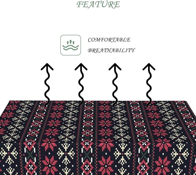 70x120 Inch Christmas Rectangle Tablecloth Snowflake Geometric Vintage Stripe Table Cloth Washable Durable Table Cover for Kitchen Dining Banquet Ugly Christmas Sweater Party Decor