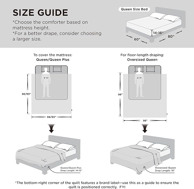 Bedsure Comforter Duvet Insert - Quilted Comforters Oversize Queen, All Season Duvet, GentleSoft Down Alternative Bedding, with 8 Tabs, Gifts for Women/Men, Light Grey, Oversize Queen 98 x 98 Inches