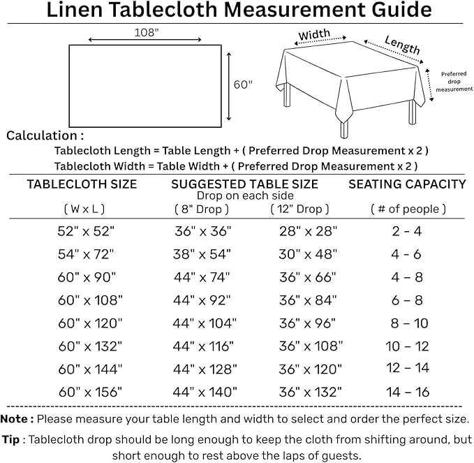 Solino Home Linen Tablecloth 60 x 108 Inch - 100% Pure Linen Chambray Indigo Table Cloth for Rectangle Tables - Athena, Machine Washable Tablecloth for Christmas