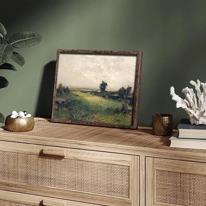 XOCUUI Vintage Landscape Unframed Canvas Wall Art, Vintage Rural Hill Prints, The Vast Grassland Classic Wall Prints Farmhouse Bathroom Office Decor - 11x14in