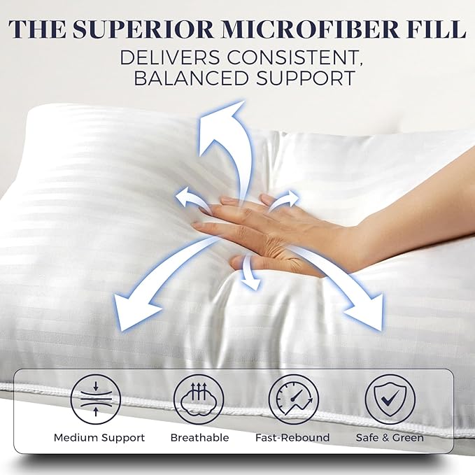 Basic Beyond Hotel Collection Bed Pillows for Sleeping - King Size Pillows Set of 4, 20x36, White