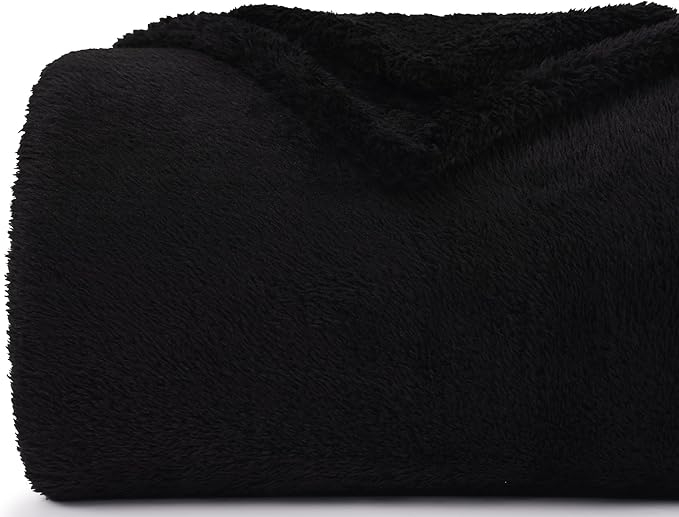 Plush Fleece Throw Blanket for Couch and Bed, Fluffy Fuzzy Cozy Soft Blankets All Season Use (50x60 Inches,Black)