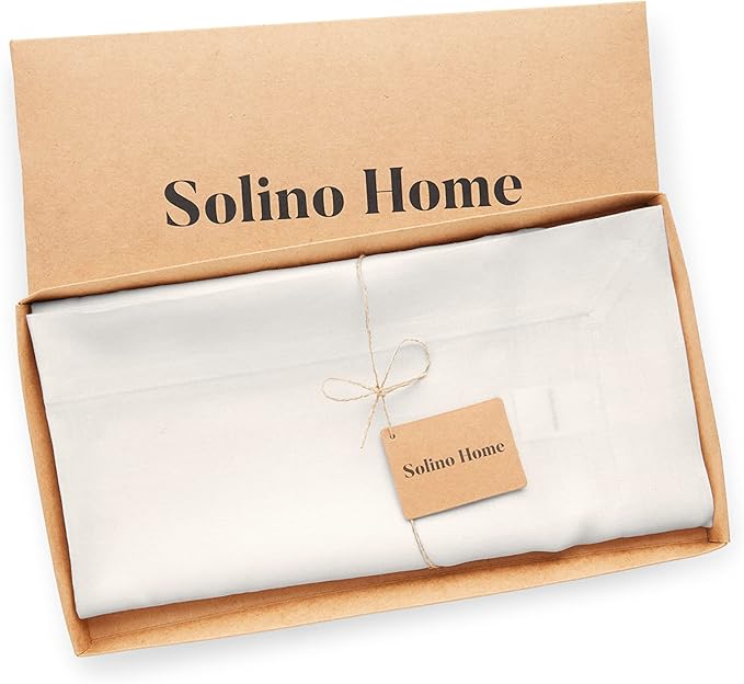 Solino Home Linen White Square Tablecloth 52 x 52 Inch - 100% Pure Linen Table Throw - Fete, Machine Washable Table Cloth for Fall, Autumn, Winter, Thanksgiving, Christmas, Holiday