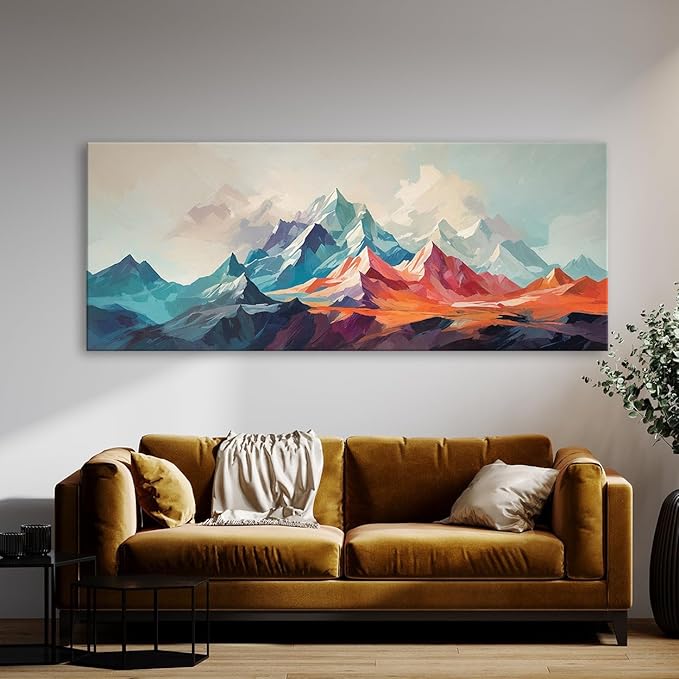 Sense Canvas Scandinavian Angular Peaks 87 Canvas Art - Home Decor Wall Art Print Poster Painting Medium 30x12 / 1.5"