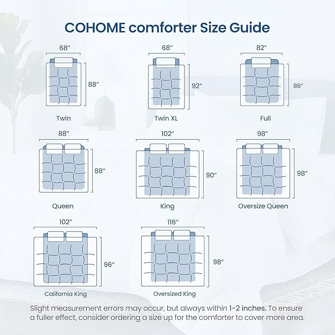 COHOME Quilted Oversized Queen Size Comforter - All-Season Down Alternative Duvet Insert - Luxury Hotel Soft Breathable Black Comforter with Anti-Clump Tech & 8 Tabs- Reversible（98"x98"）