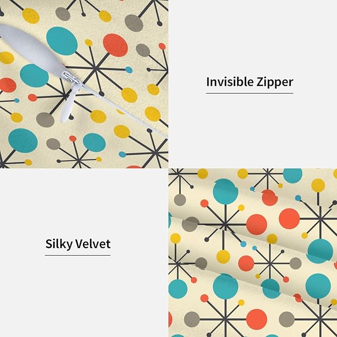 Retro Mid Century Pillow Covers 18x18 Inch Set of 2 Yellow Vintage Throw Pillow Cover Modern Retro Pattern Square Pillowcase Cushion Cases for Home Couch Bed Sofa
