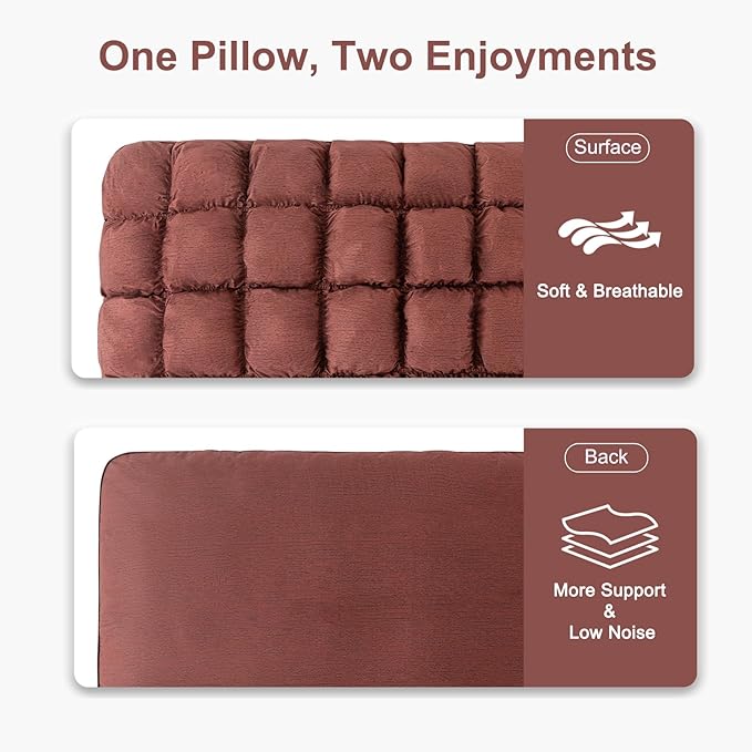 YOUR MOON Fluffy Support Bed Pillow Queen Size, Super Soft Premium Down Alternative Filling for Sleeping, Hotel Luxury Bed Pillows for Side and Back Sleepers (Brown)