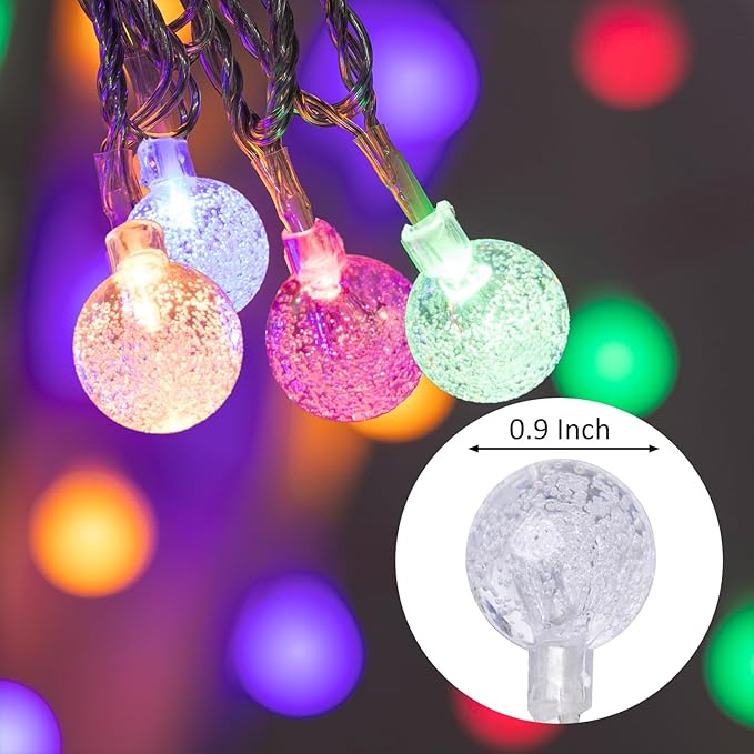 Ogrmar 49 ft 100 LED Globe Ball String Lights 8 Modes Crystal Bubble Ball String Lights with Remote, Timer Function & Connectable for Indoor Outdoor Wedding Christmas Garden Decor (100, Multicolor)