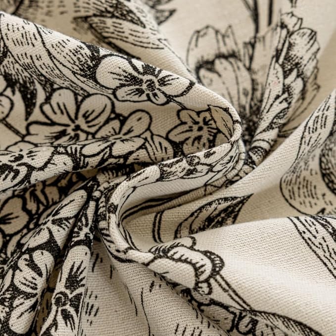 F-CHU Boho Curtains for Living Room 96 Inch Length French Country Floral Drapes Farmhouse Rustic Vintage Window Curtain Panels for Bedroom Chic Cotton Linen Closet Curtains，2 Panel