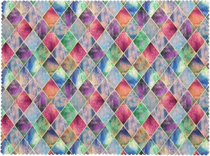 Watercolor Argyle Plaid Table Cloth for Dining Tables,Reusable Abstract Plaid Tablecloths Decoration Kitchen Colorful Rhombus Rectangle Table Cover for Holiday,Party,Picnic,54x72In