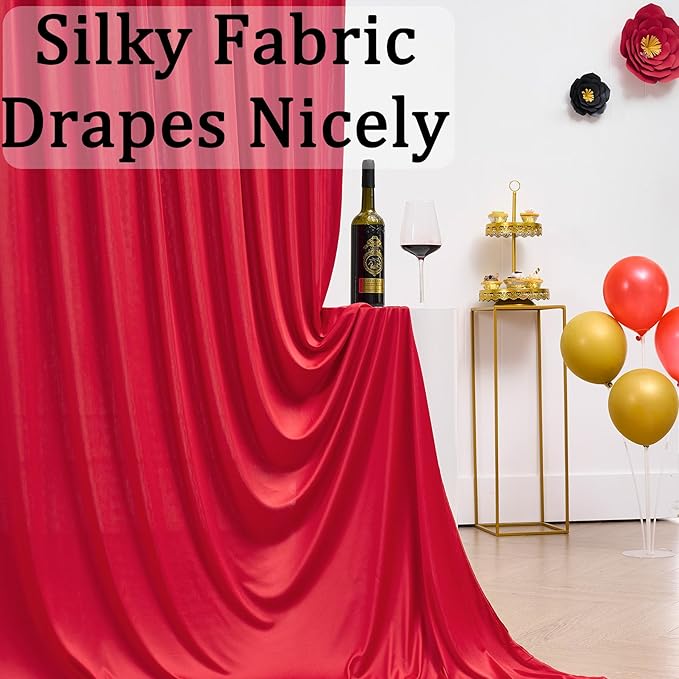 Wrinkle Free Red Backdrop Curtains for Parties, Thick Fabric Photo Backdrop Drapes for Christmas Photography Birthday Wedding Background Backdrop, 10ft x 8ft