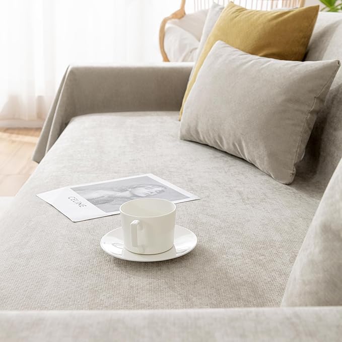 VClife Couch Covers Anti Scratch Sofa Covers for 2 Cushion Couch Sofa, Waterproof Pet Couch Cover for Dog Cat, Washable Couch Slipcover Modern Khaki Sofa Cover Throw Furniture Protector, 71"X102"