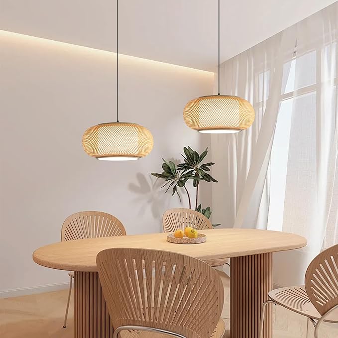 Bamboo Light Dining room light japanese Pendant Light Country style Ceiling Hanging Light Beige Bohemian Antique Lantern Applicable for Kitchen Island Teahouse Living Room bedroom Sushi Restaurant