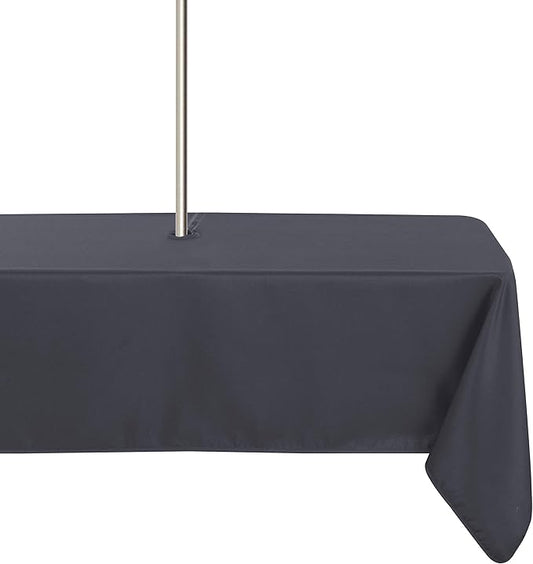 LUSHVIDA Rectangle Outdoor Tablecloth with Umbrella Hole and Zipper, 60x120 Inch Grey, Washable Waterproof Table Cloth Spill Proof Wrinkle Free Table Cover for Patio Spring Summer Picnic BBQS