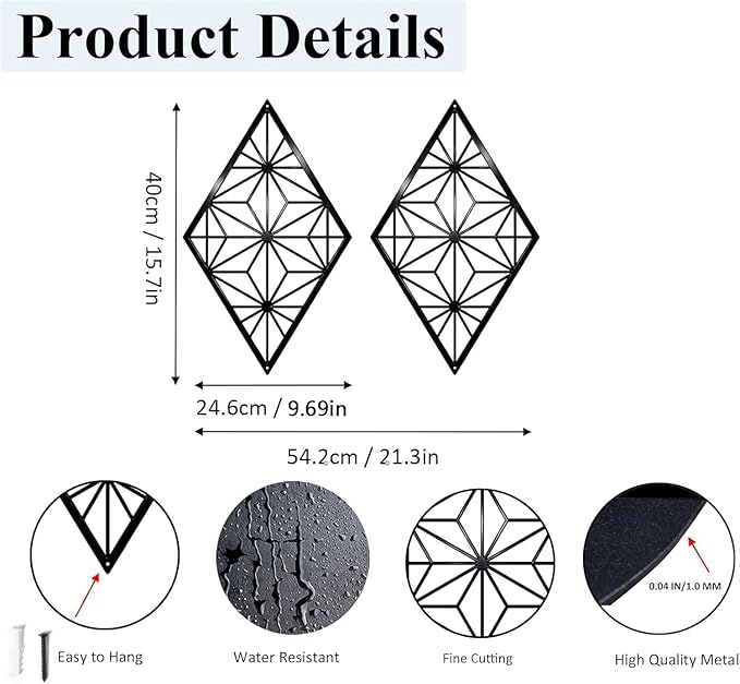 DUOOLN 2 Pcs Abstract Metal Wall Art, Minimalist Single Line Art Iron Hanging Picture, Modern Geometrical Metal Wall Sculptures Sign, For Living Room Bedroom Bathroom Study Room Home Decor- Black