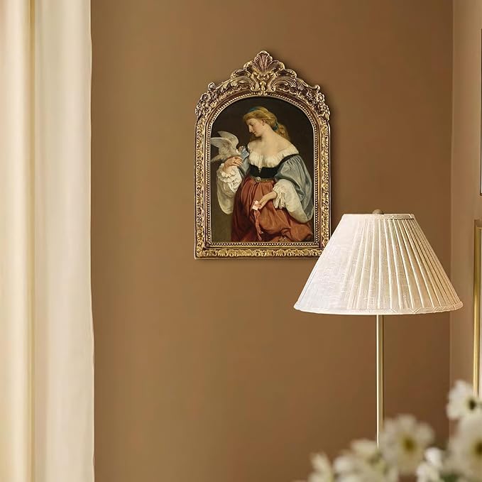 FOLKOR Vintage Canvas Wall Art Decor for Hallway Entryway Staircase, Classical Portrait Oil Paintings Prints with 5x7 Picture Frame, Retro Wall Decor for Desk Table Shelf Gallery Wall Decoration